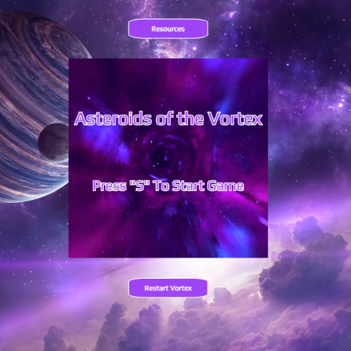 The title screem of Asteroids of the Vortex.