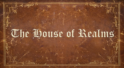 A cover of an old book displaying House of Realms as the title.