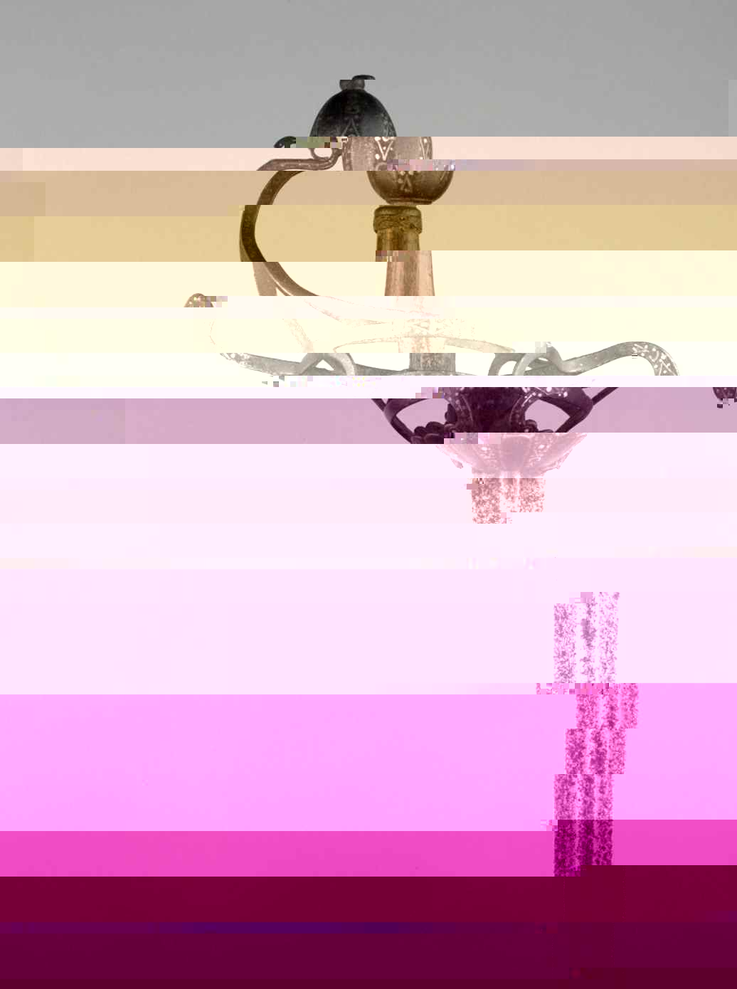 swords glitched in pink and yellow.